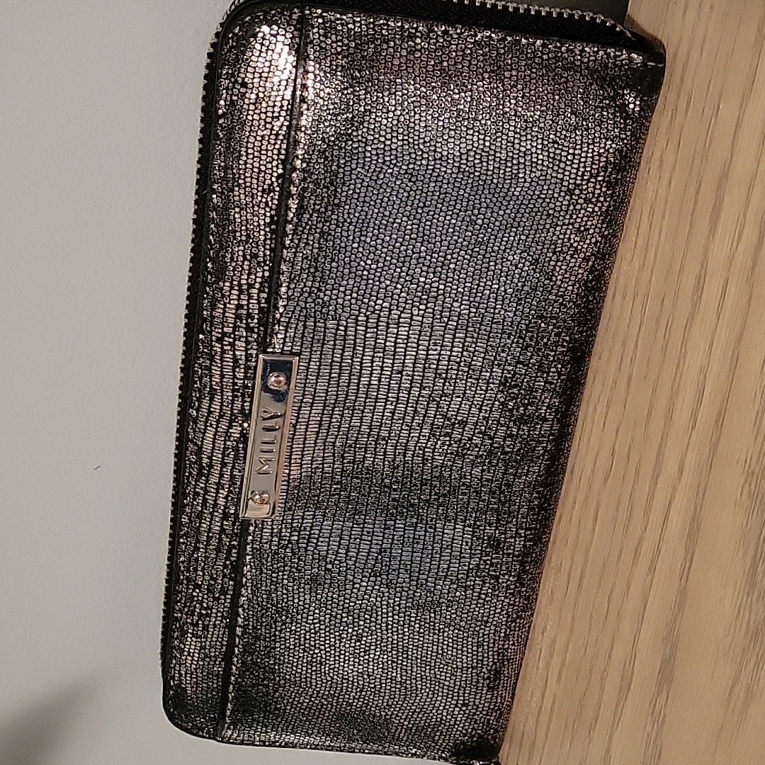 Milly Shiny Shimmer Silver Leather Snake Skin Wallet